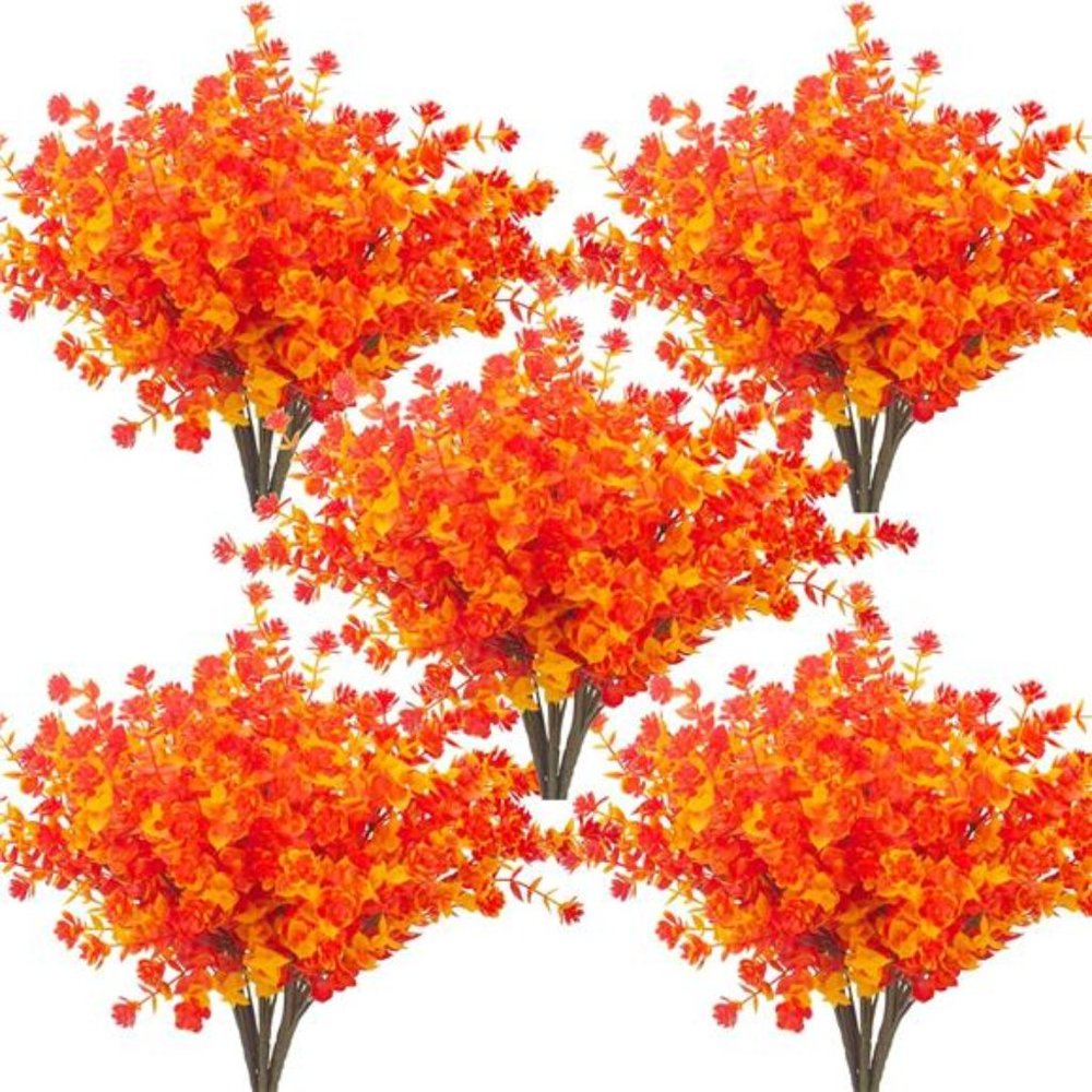 Artificial Fall Flowers,Fake Outdoor UV Resistant Autumn Plants for Home Kitchen